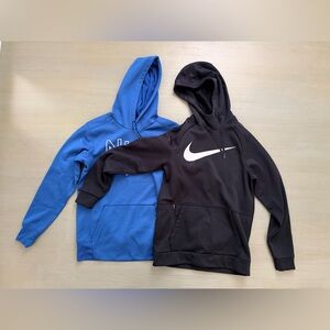 Two Nike Baseball Hoodies, Blue hoodie, Black Hoodie